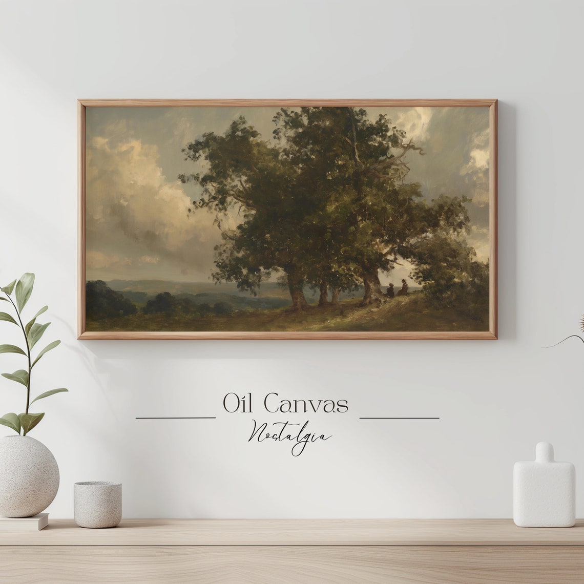 Autumn Landscape Moody Oil Painting Vintage Rustic Country Decor Art Frame Tv - Image 3