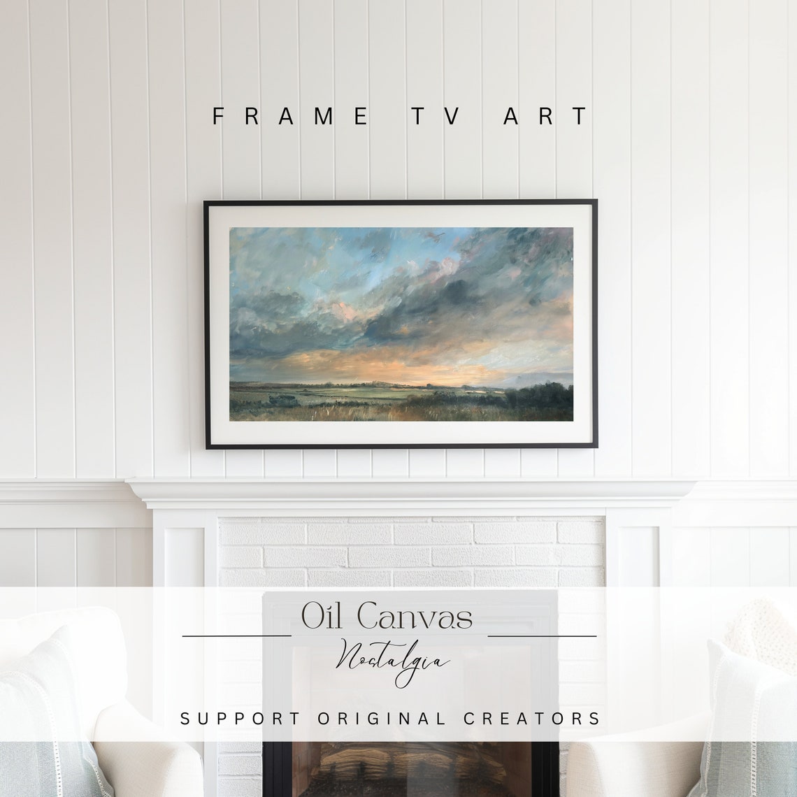 Autumn Landscape Oil Painting Frame Tv Art Rustic Country Decor Moody Muted Colours - Image 2