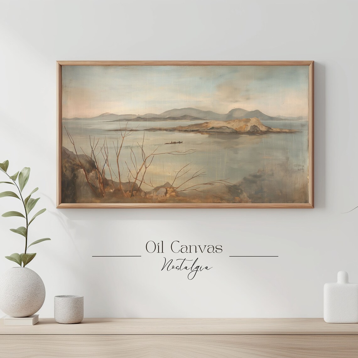 Frame Tv Art Vintage Beach Oil Painting Summer Sea Art Ocean Frame Tv Art Costal Landscape Blue Nautical Seascape - Image 3