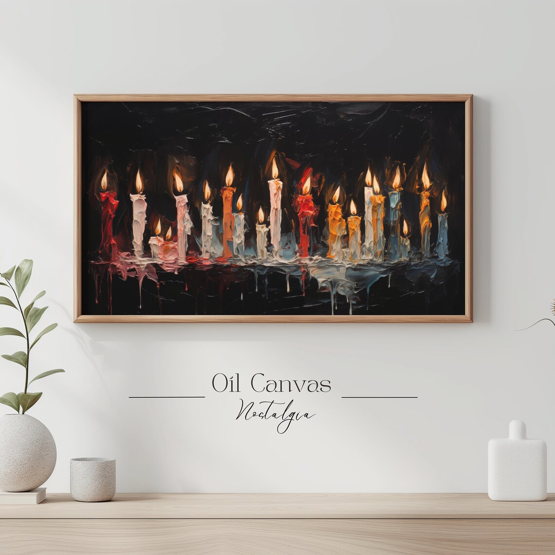 Colorful Melting Candles In Darkness Red White Blue Spooky Halloween Wall Art Poster - Image 3
