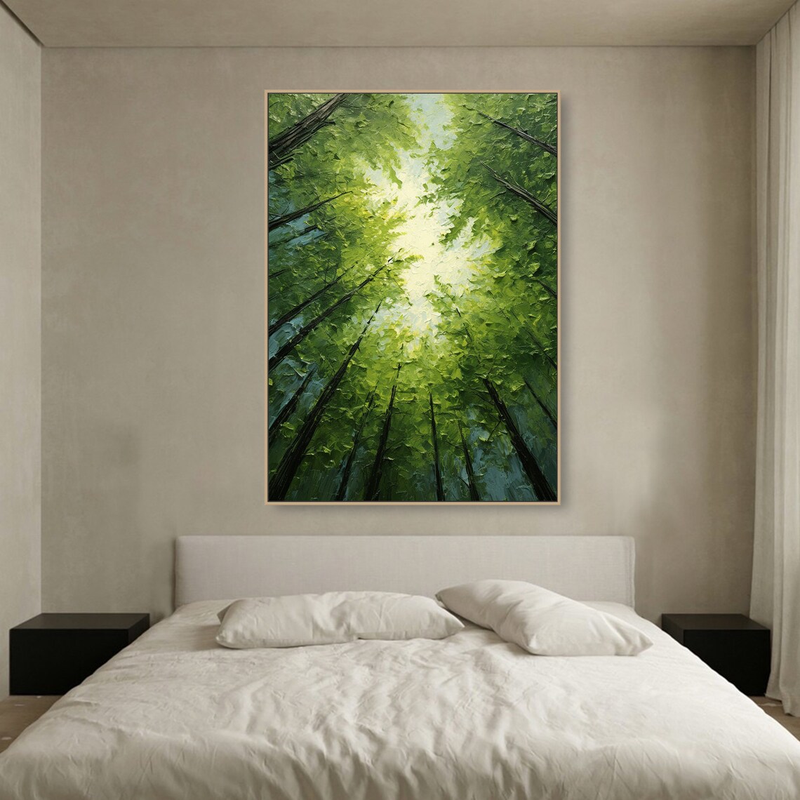 Green Forest Abstract Art Print, Living Room Wall Art - Image 2