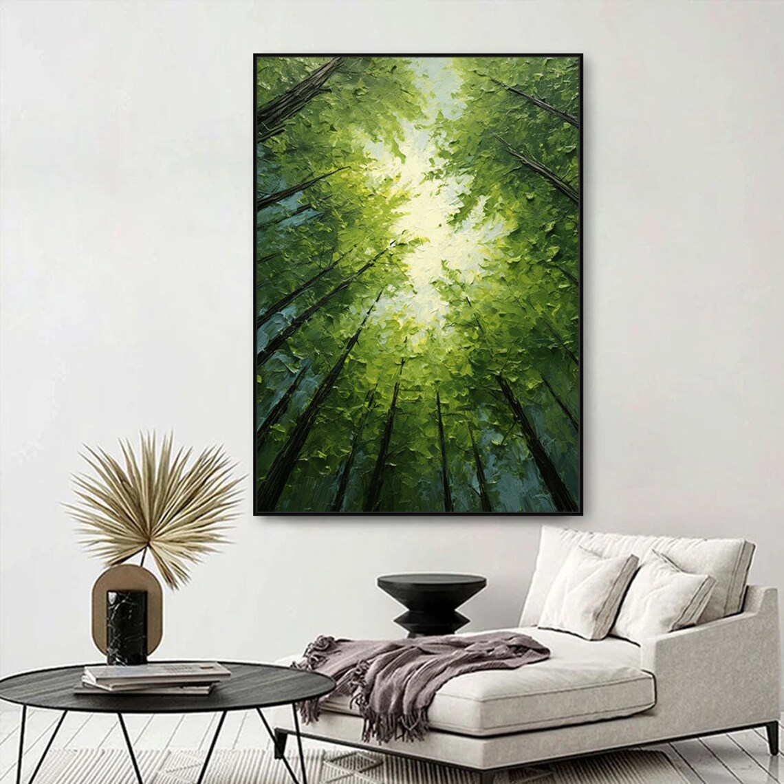 Green Forest Abstract Art Print, Living Room Wall Art - Image 4