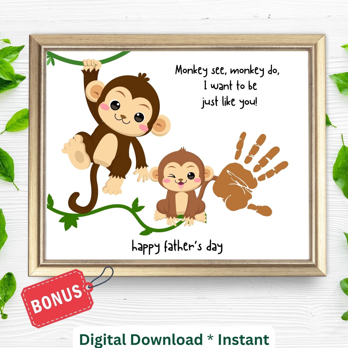 Fathers Day Handprint Craft Monkey Footprint Sign For Kids Preschool Daycare Toddlers I Want To Be Just Like You Baby Keepsake For Dad