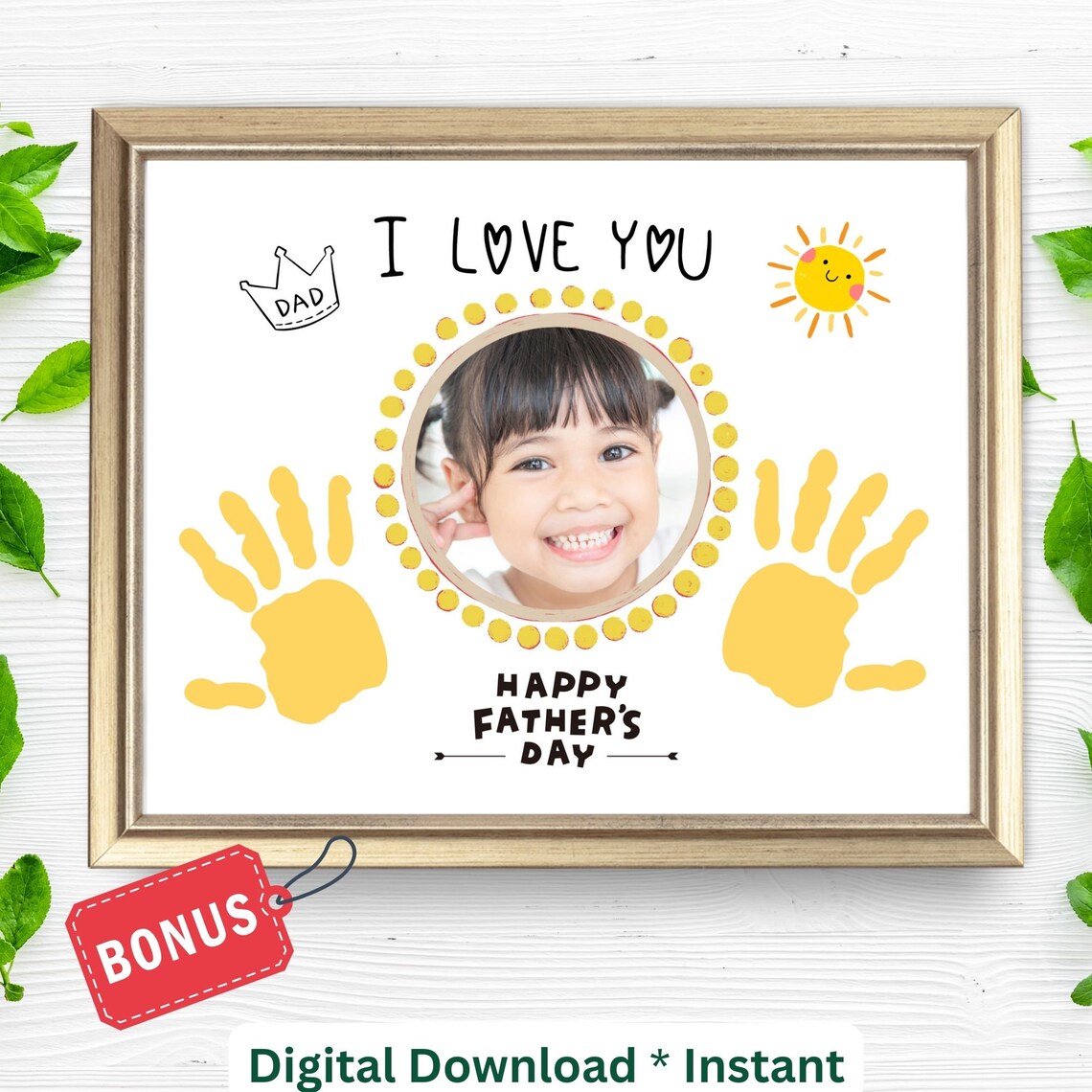 Fathers Day Handprint Craft Canva Dad Photo Frame Collage Dad Footprint Sign For Kids Preschool Daycare Toddlers Handprint Art Baby Kit