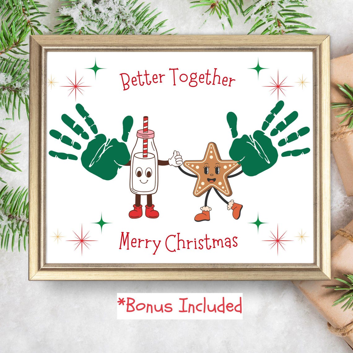 Better Together Milk And Cookie Merry Christmas Handprint Art Poster