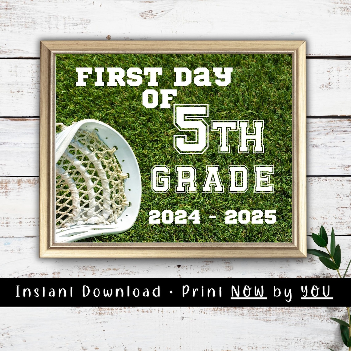 First Day of 5th Grade Lacrosse Sports Back to School Sign Photo Print