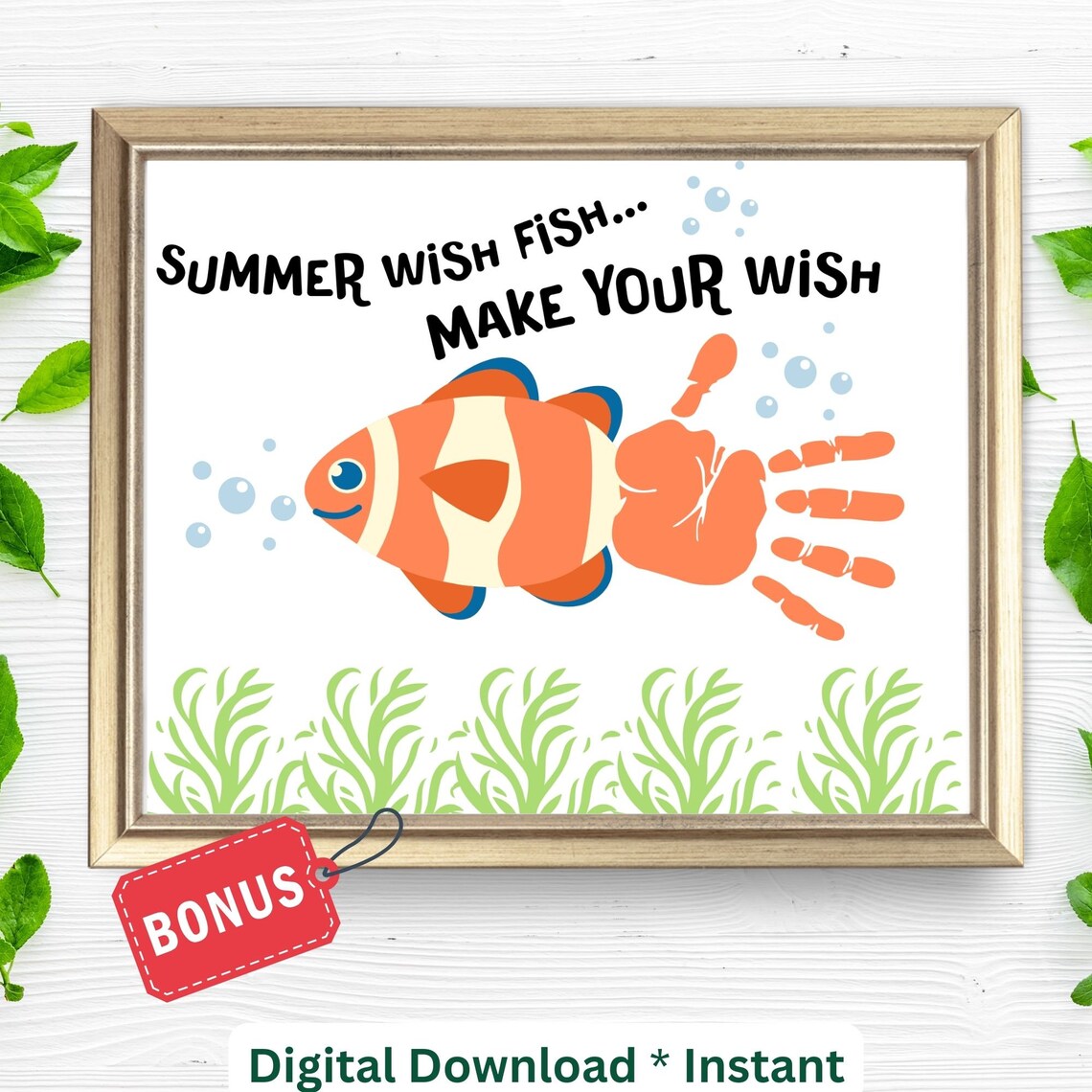 Summer Handprint Wish Fish Art Print for Kids