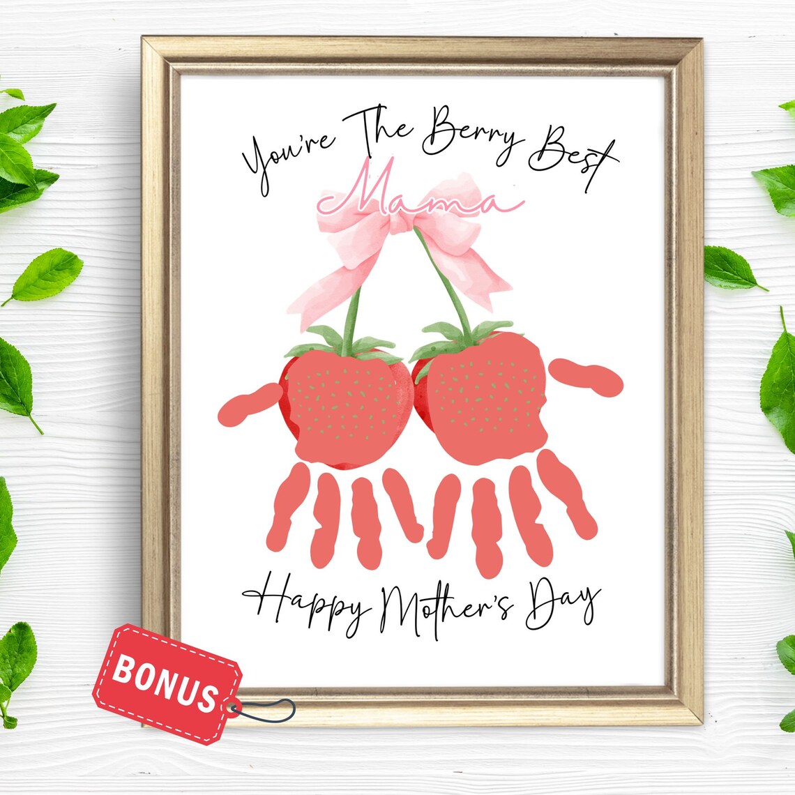 You're the Berry Best Mama Strawberry Handprint Mother's Day Print
