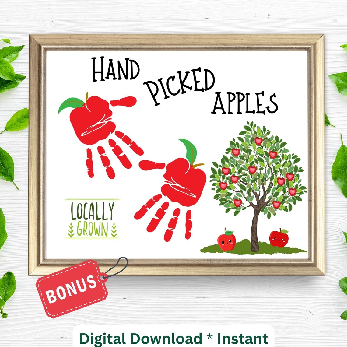 Hand Picked Apples Handprint Sign for Kids