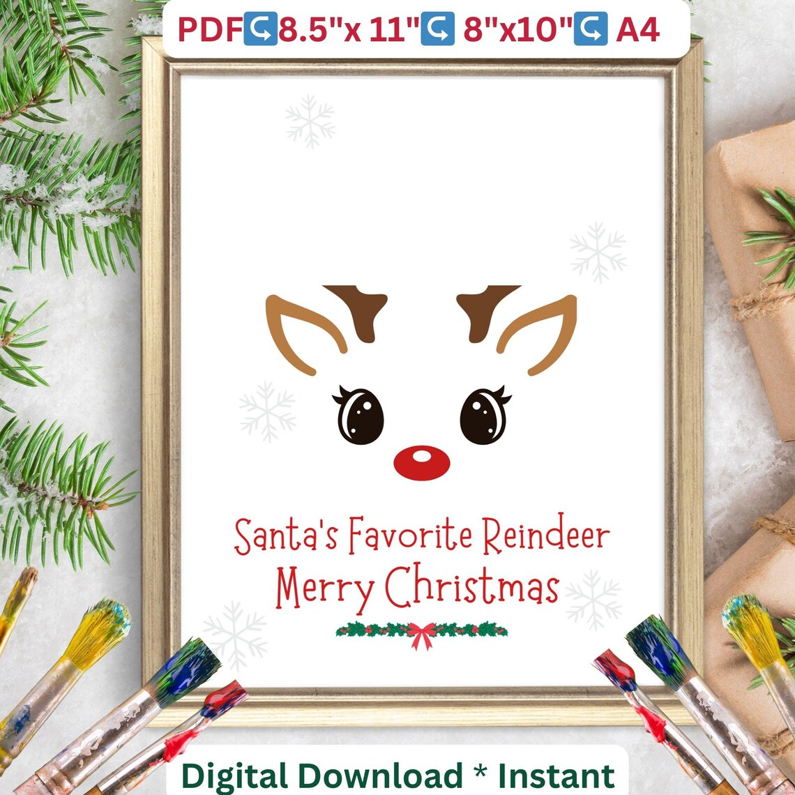 Christmas Handprint Reindeer Craft Holiday Keepsake Art - Image 2