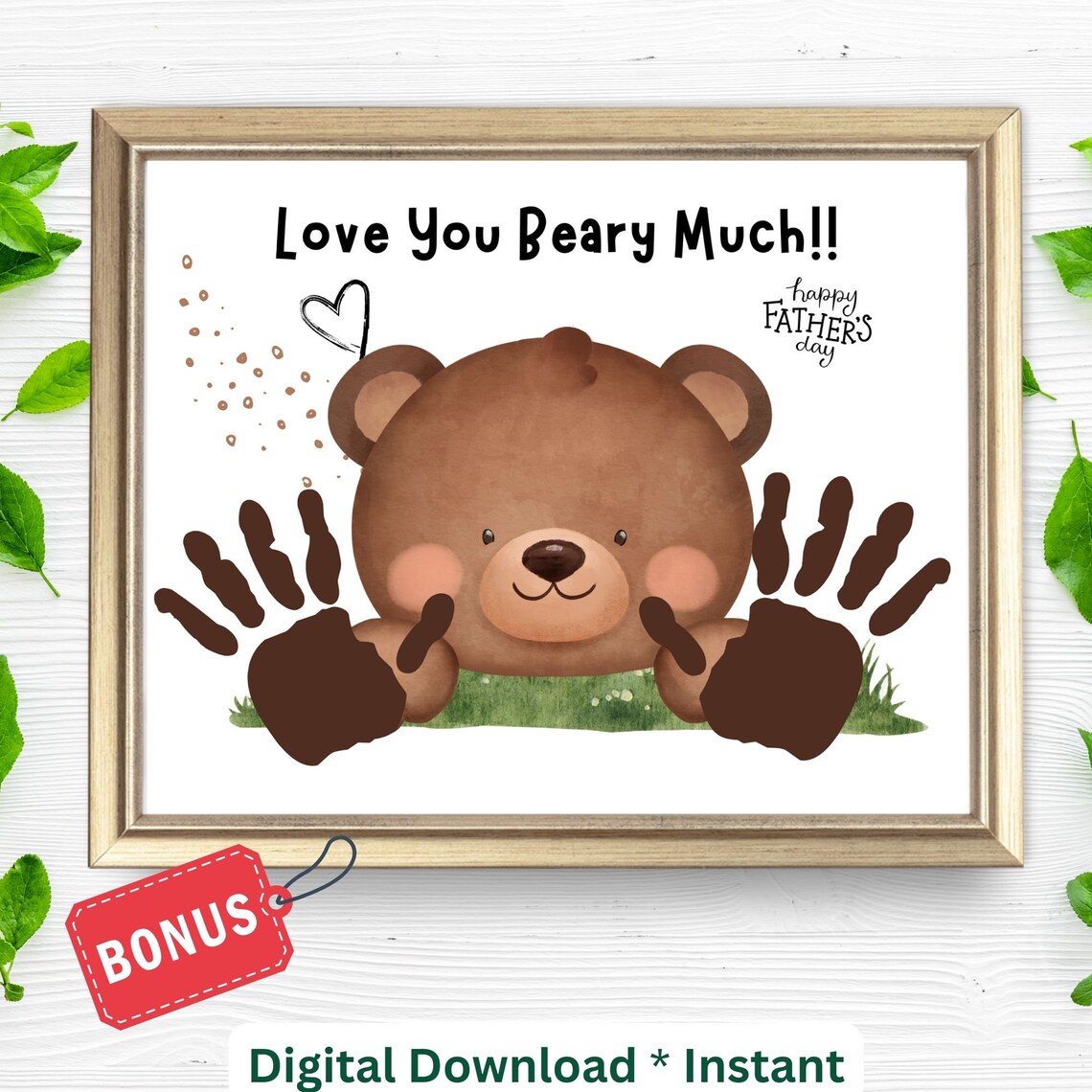 Bear Footprint Father's Day Keepsake Sign Art Print