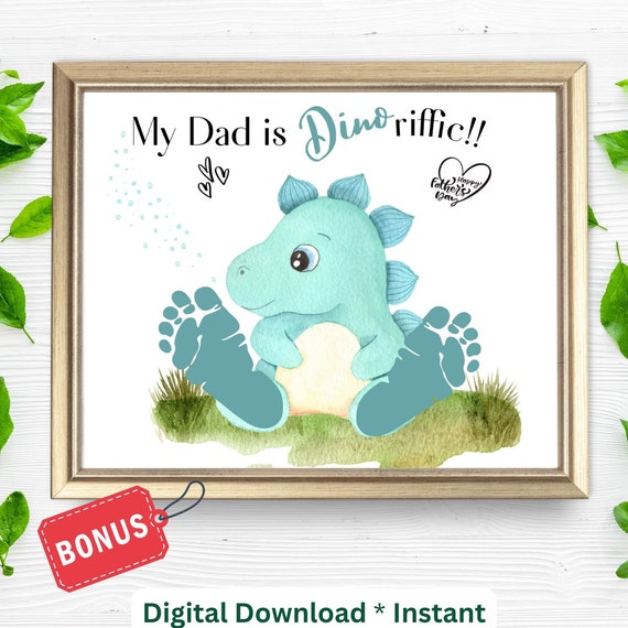 Daddy Dinosaur Handprint Sign for Kids, Father's Day Art Print