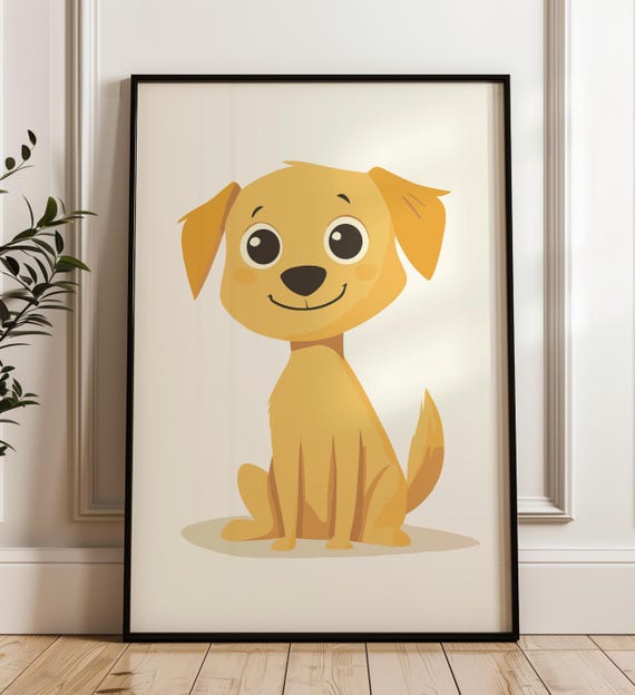 Nursery Dog Poster Kids Room Wall Art Baby Decor Playful Animal Print Playroom Childrens