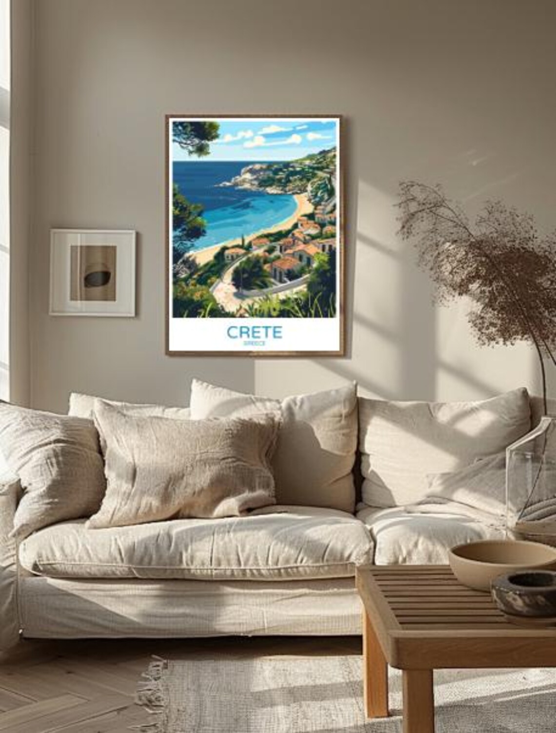 Crete Greece Travel Poster With Coastal Village And Beach Bay Scene - Image 2