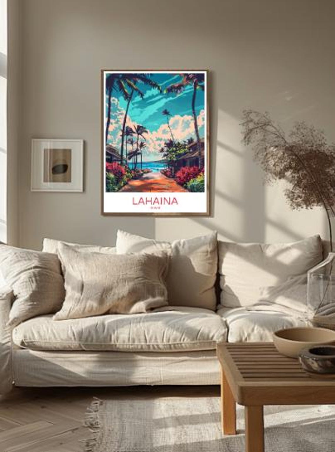 Lahaina Hawaii Tropical Palm Beach Path Vintage Travel Art Poster - Image 2