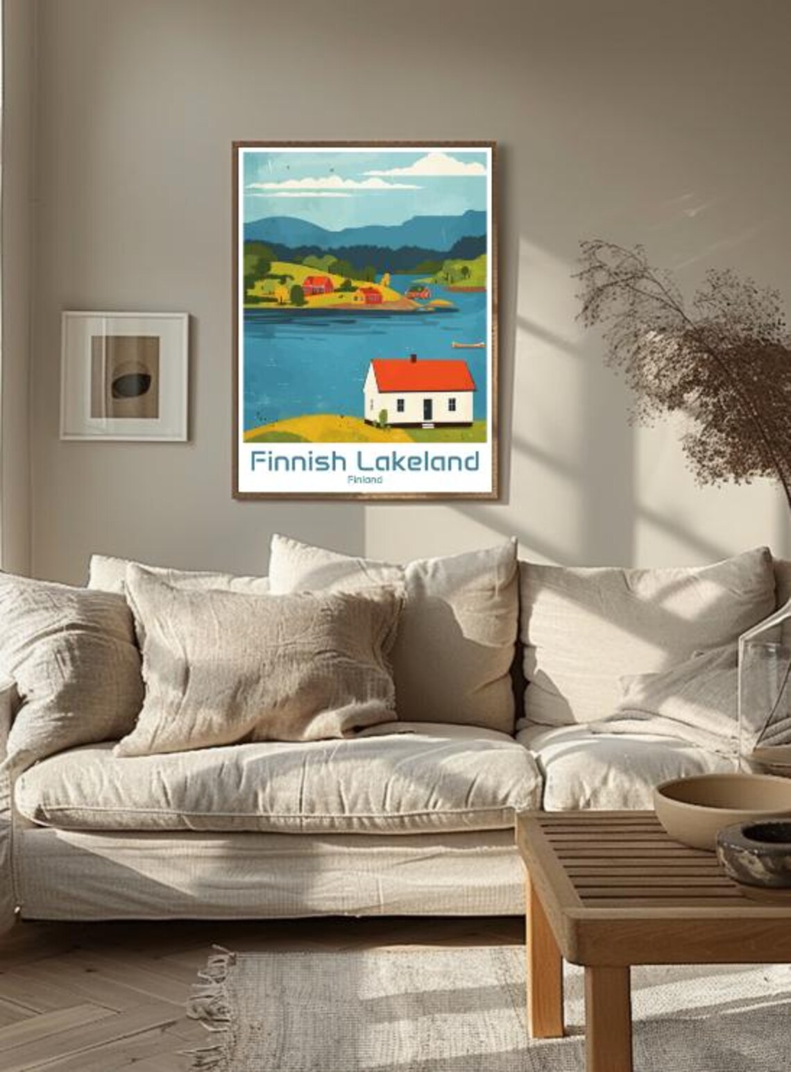 Finnish Lakeland Finland Red Cabins Calm Lake Scenic Travel Poster - Image 3