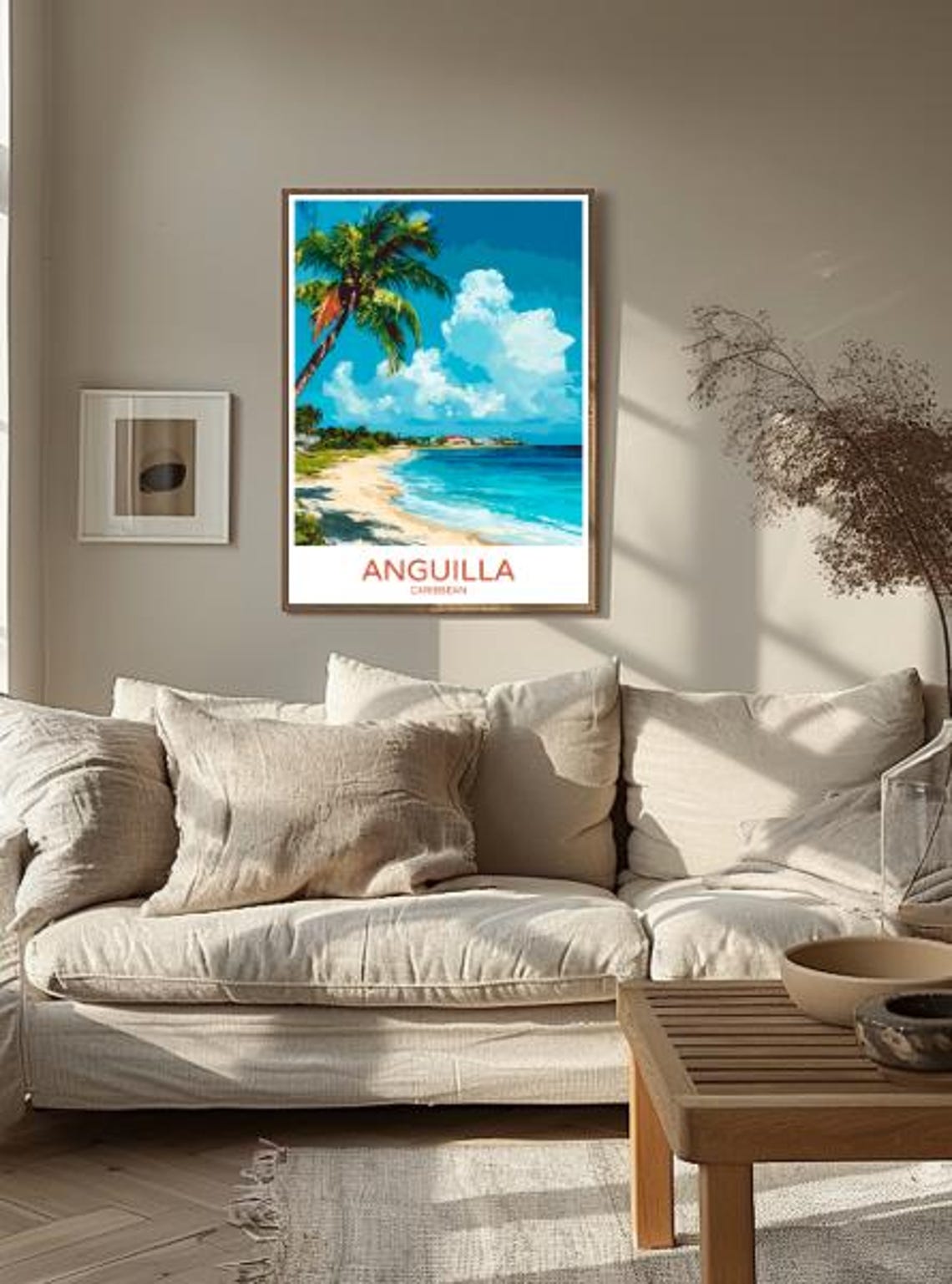 Anguilla Caribbean Palm Beach Turquoise Ocean Vintage Travel Poster - Image 2