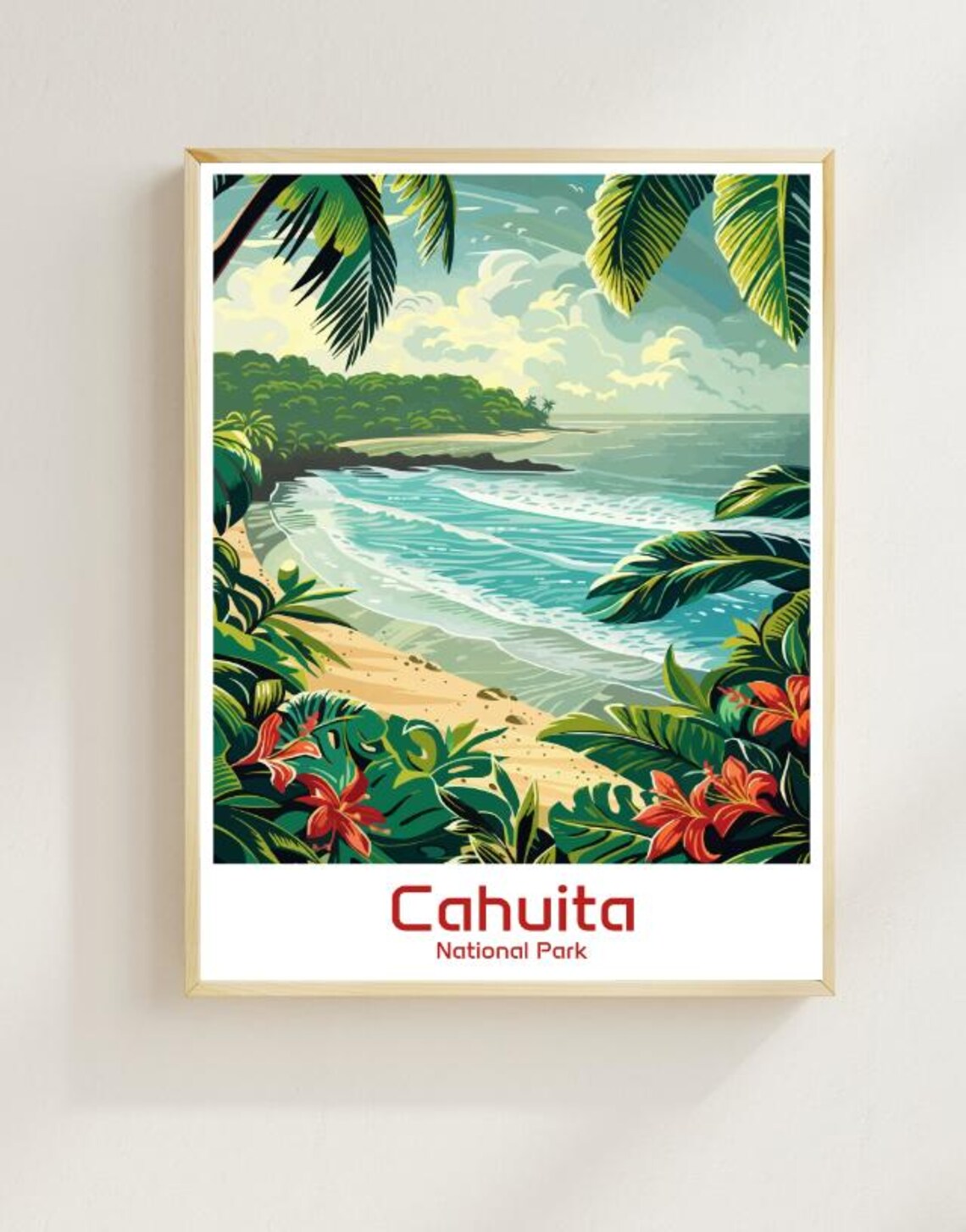Cahuita National Park Tropical Rainforest Beach Travel Poster
