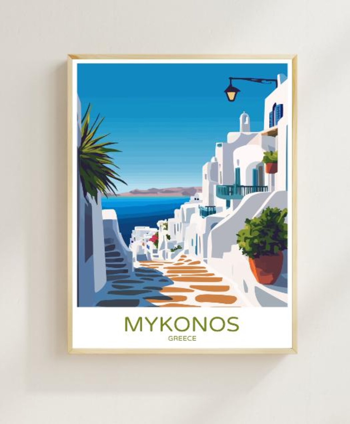 Mykonos Greece Travel Poster, Mediterranean Decor