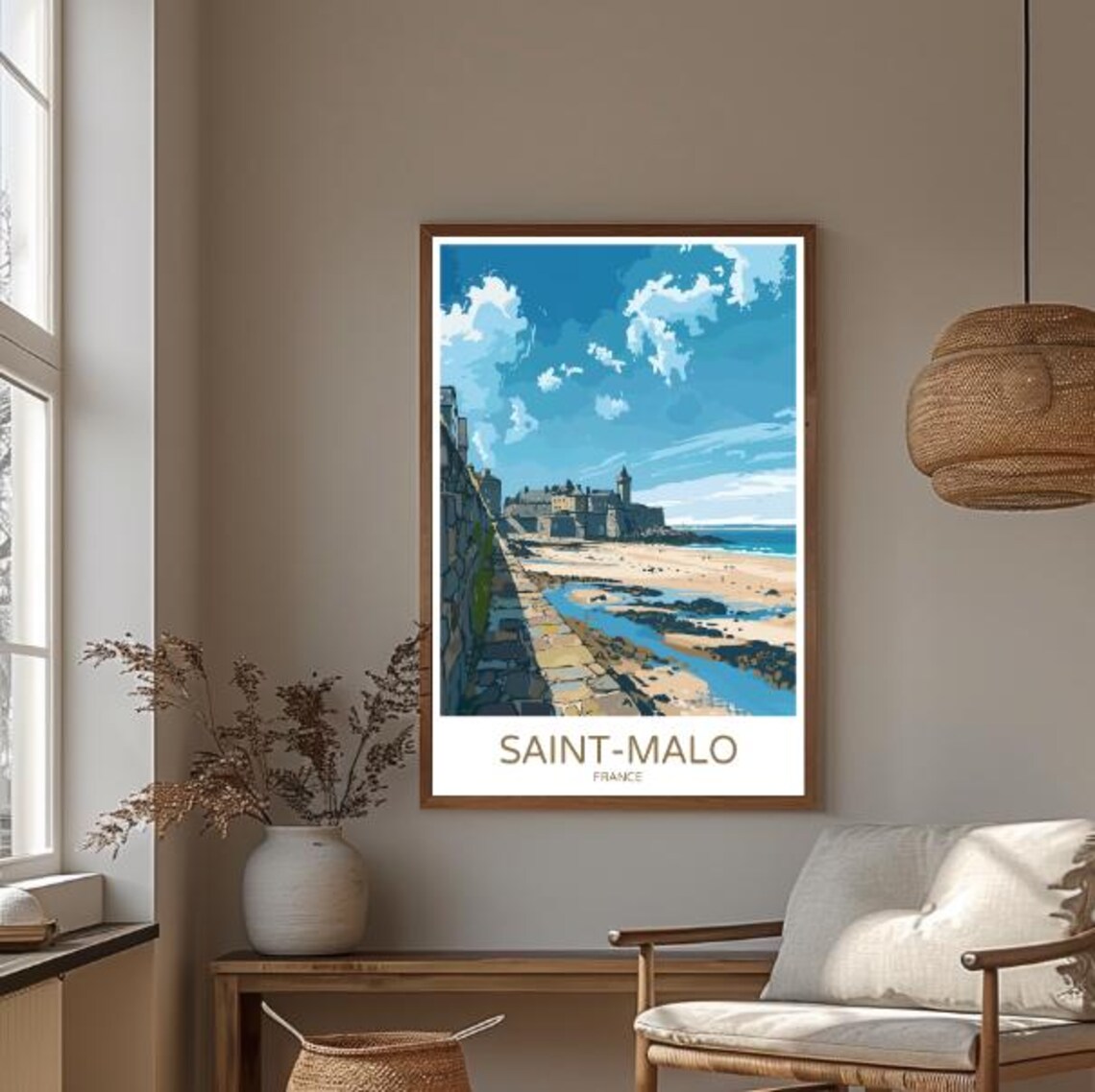 Saint Malo France Travel Poster Coastal Cityscape Wall Art French Seaside Views Historic Harbor Beach Decor Vacation Art Home Decor - Image 3