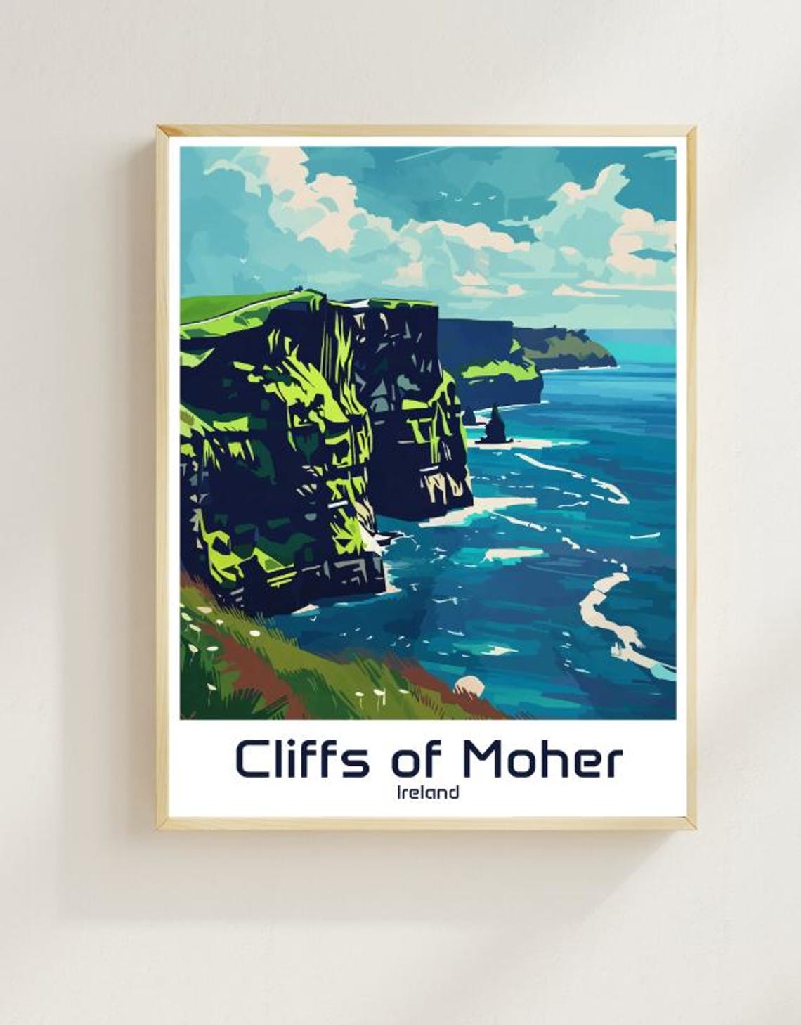 Cliffs Of Moher Ireland Dramatic Atlantic Coast Vintage Travel Poster