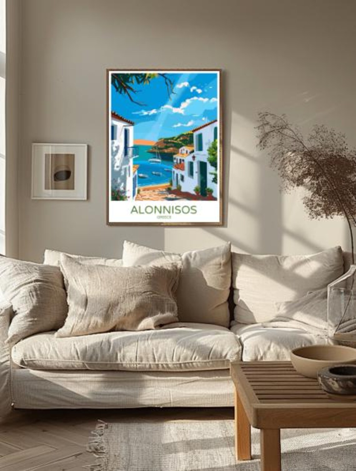 Alonnisos Greece Travel Poster White Island Harbor Boats View Decor - Image 2