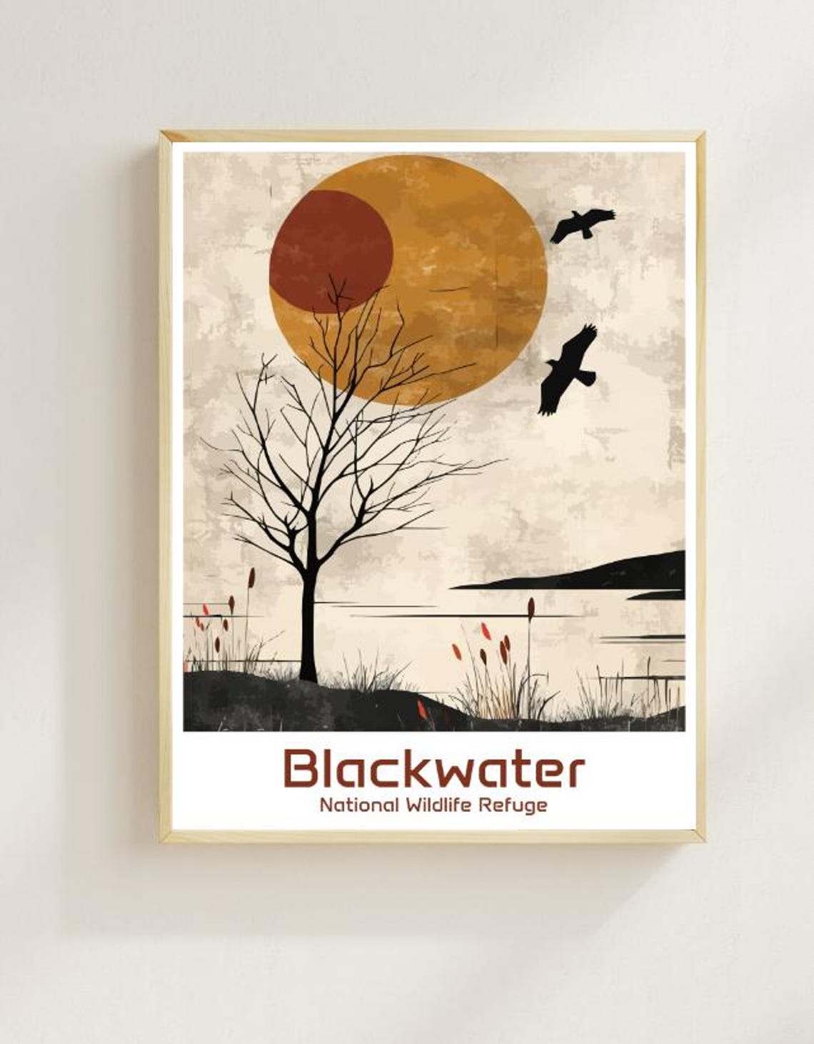 Blackwater National Wildlife Refuge Marsh Sunset Minimalist Art Poster