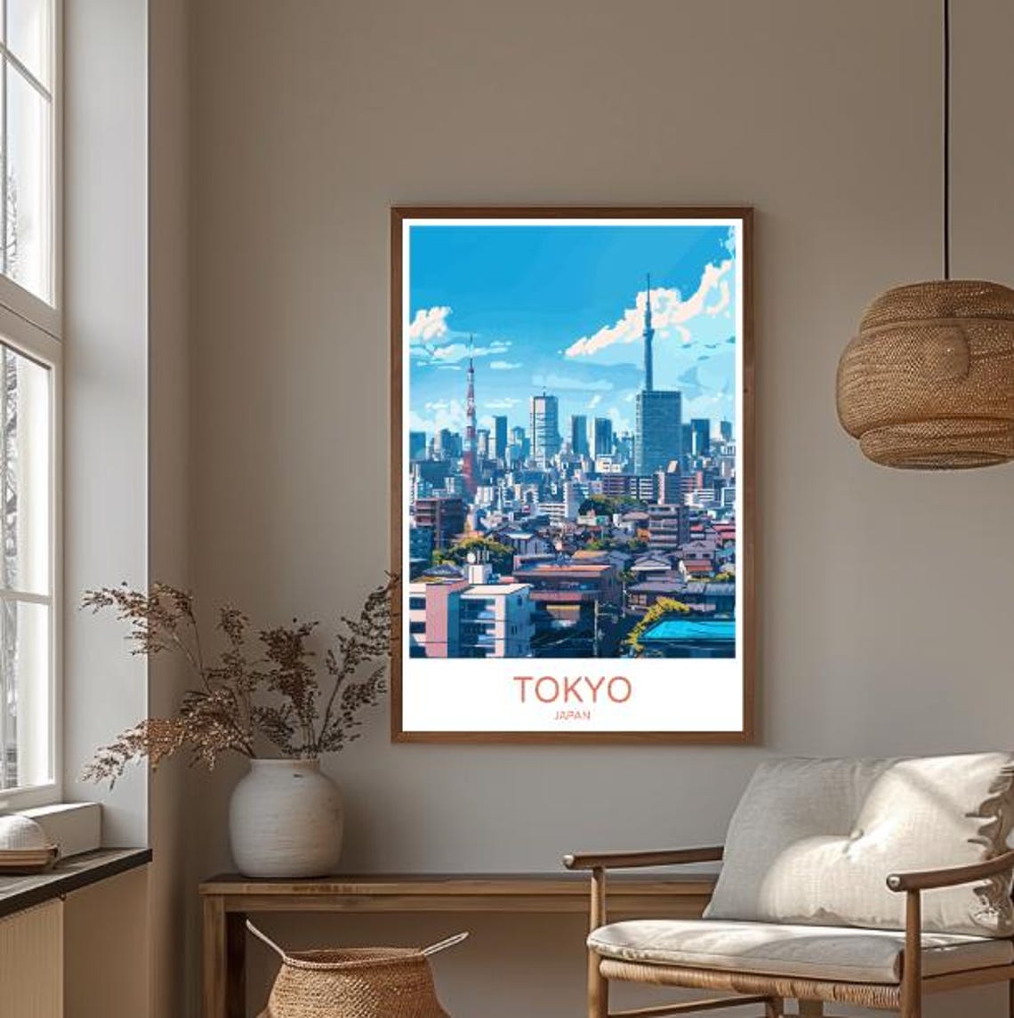 Tokyo Japan Skyline With Tokyo Tower Skytree City Travel Poster - Image 3