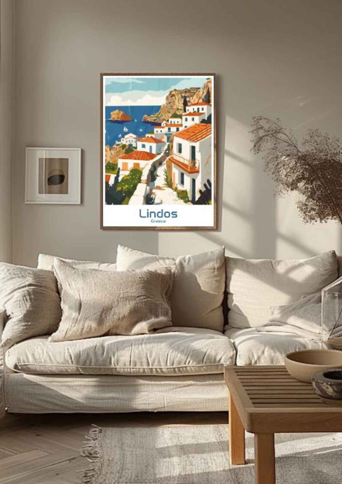Lindos Greece Rhodes Cliffside Island Scenic Village Travel Poster - Image 3