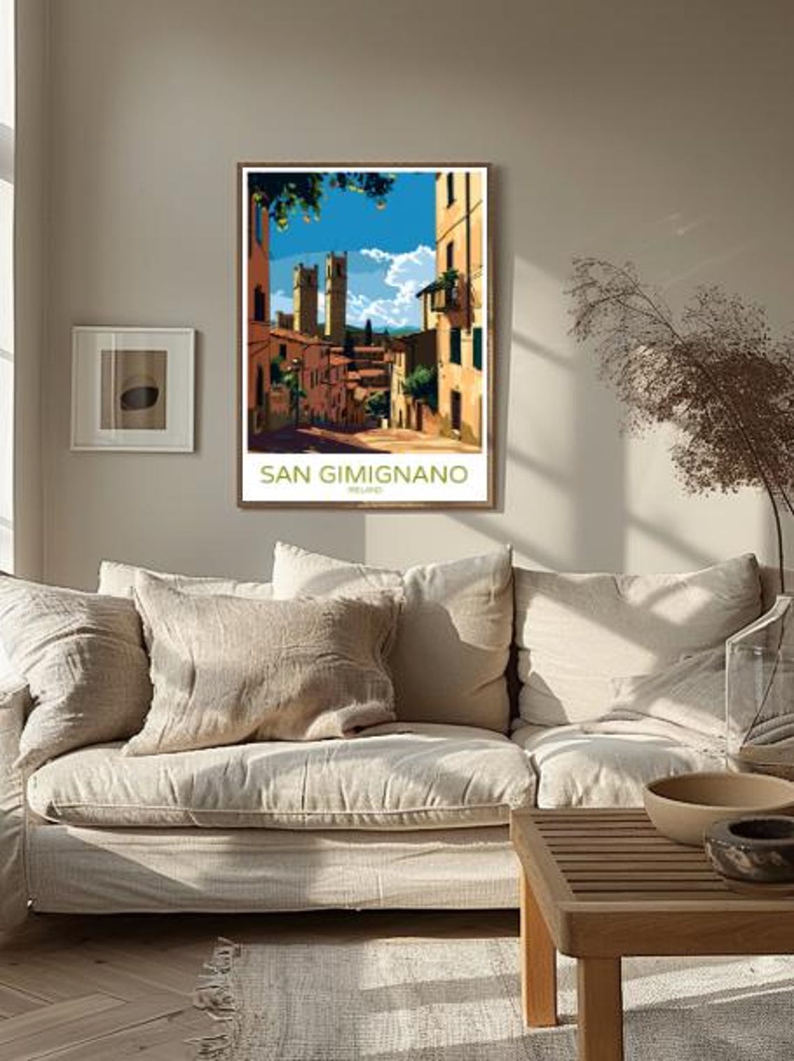 San Gimignano Medieval Towers Sunlit Old Street Scene Poster - Image 2