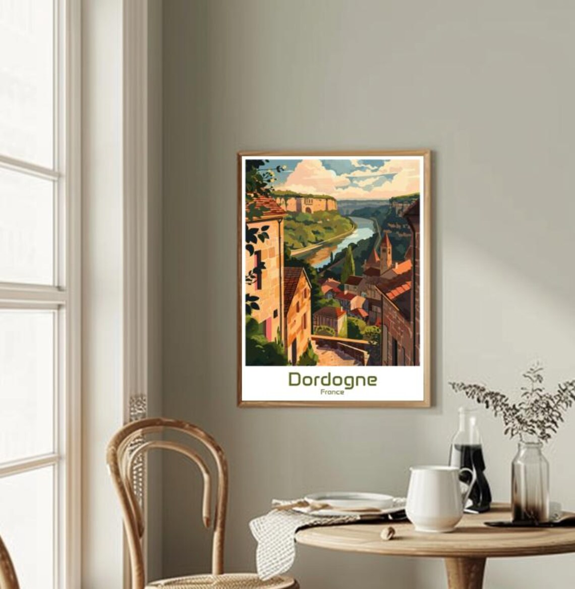 Dordogne France Cliffside Village River Valley Scenic Travel Poster - Image 2