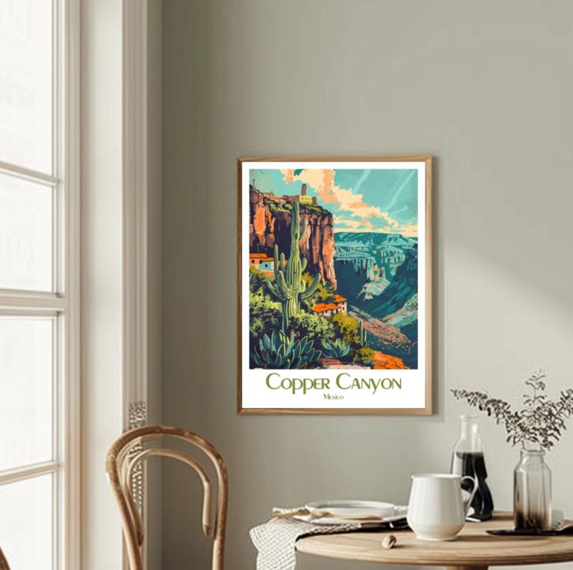 Copper Canyon Desert Giant Cactus Cliffs Mexico Travel Poster - Image 2