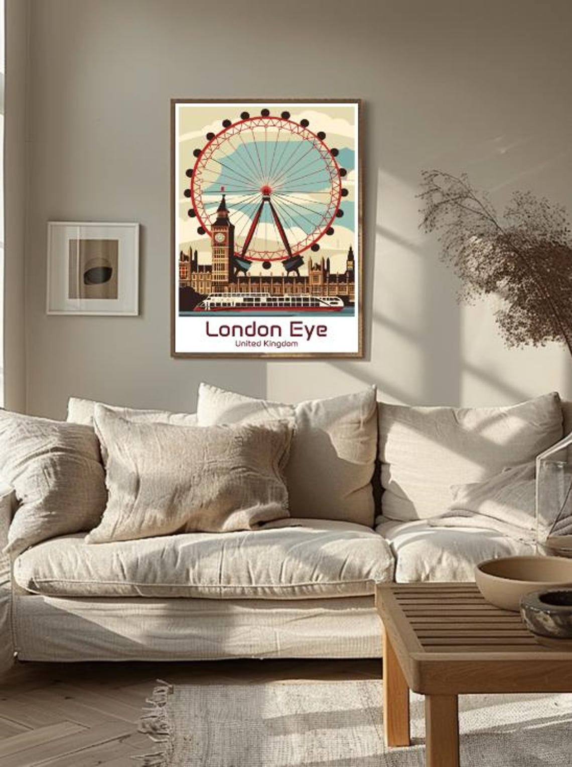 London Eye Retro Ferris Wheel Big Ben Thames River London Poster - Image 3