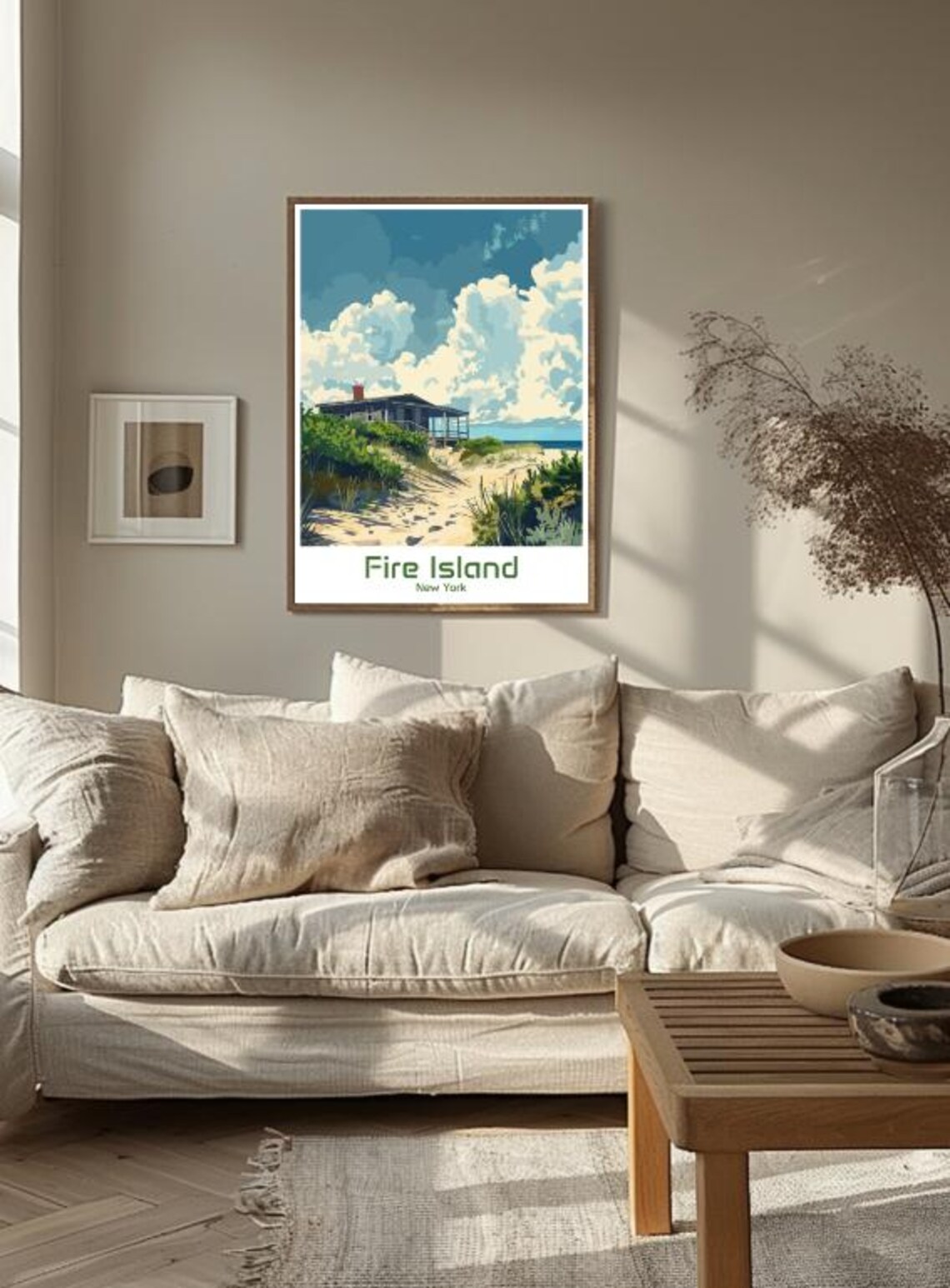 Fire Island New York Vintage Travel Dune Cottage Ocean Poster - Image 3