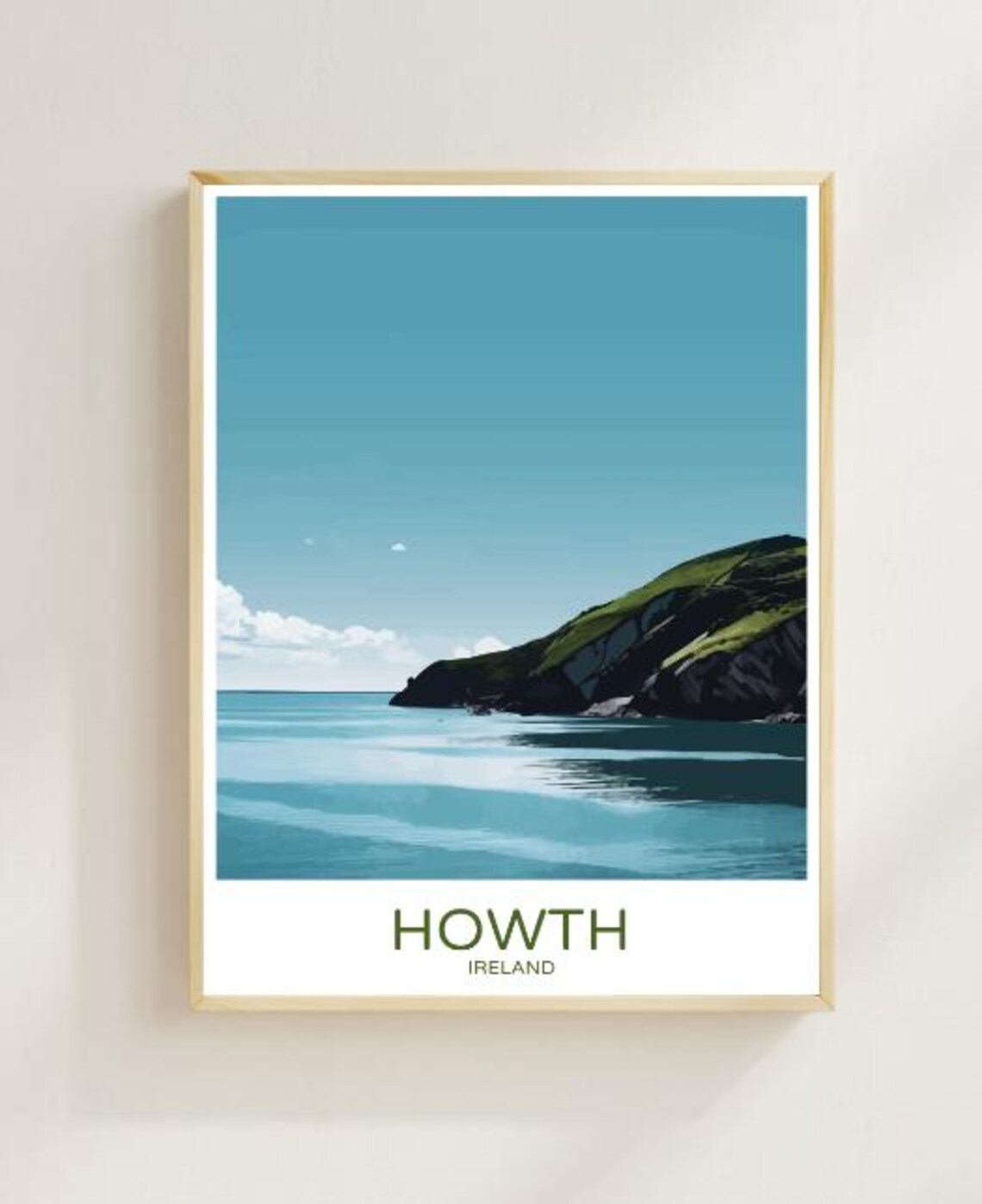 Howth Ireland Coastal Cliffs And Calm Sea Headland Travel Poster