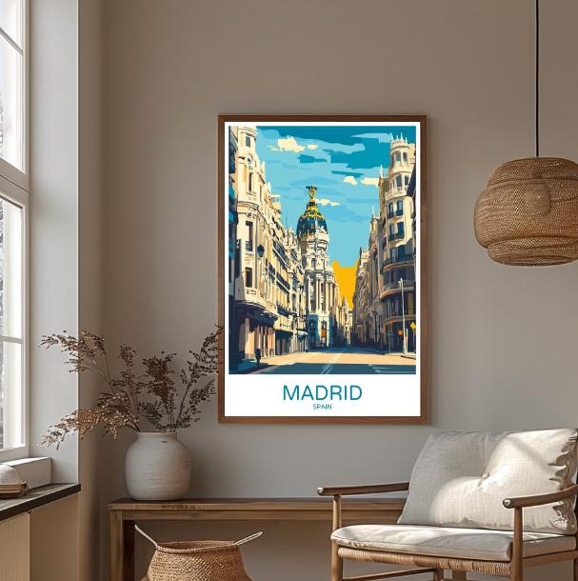 Madrid Spain Grand Boulevard Golden Dome Vintage Travel Poster - Image 3