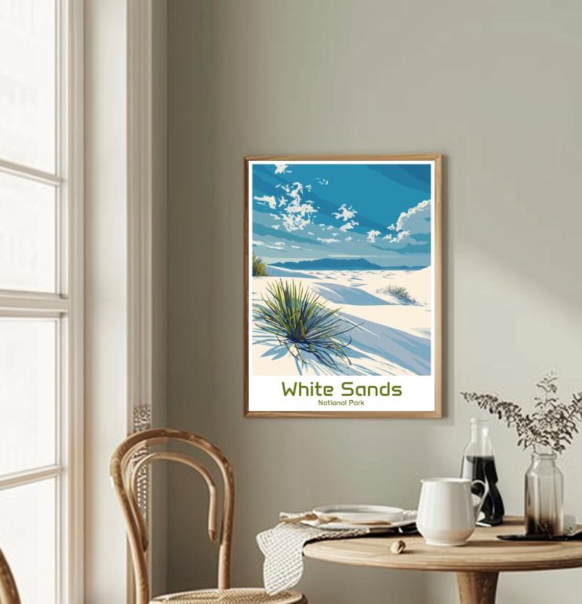 White Sands National Park Vintage Travel Poster Desert Dunes Landscape Art - Image 2
