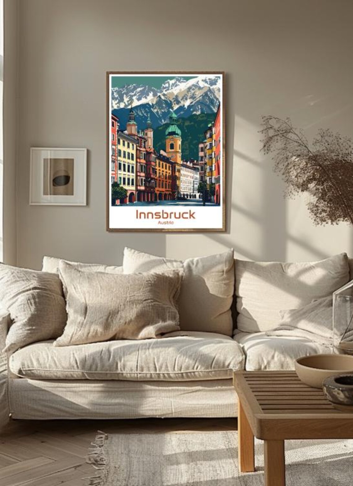 Innsbruck Austria Old Town Church Towers Snowy Alpine Peaks Travel Poster - Image 3