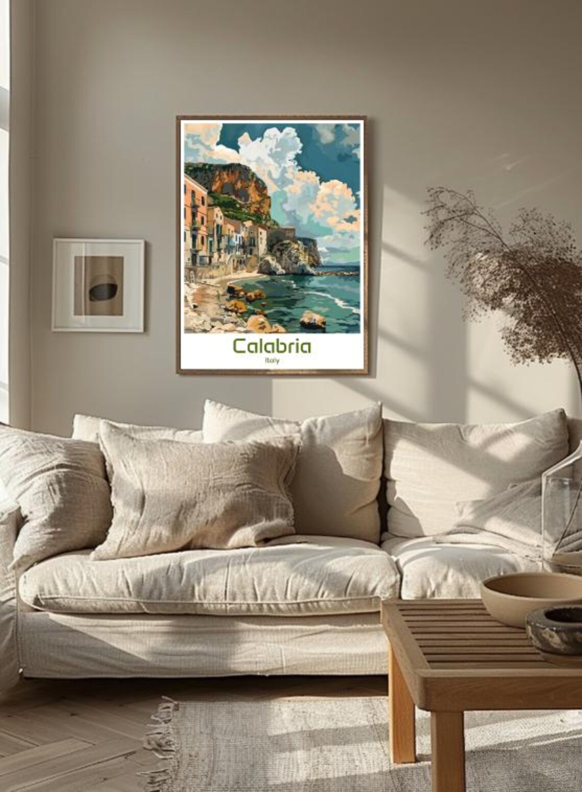 Calabria Italy Cliffside Coastal Village Waves Vintage Travel Poster - Image 3