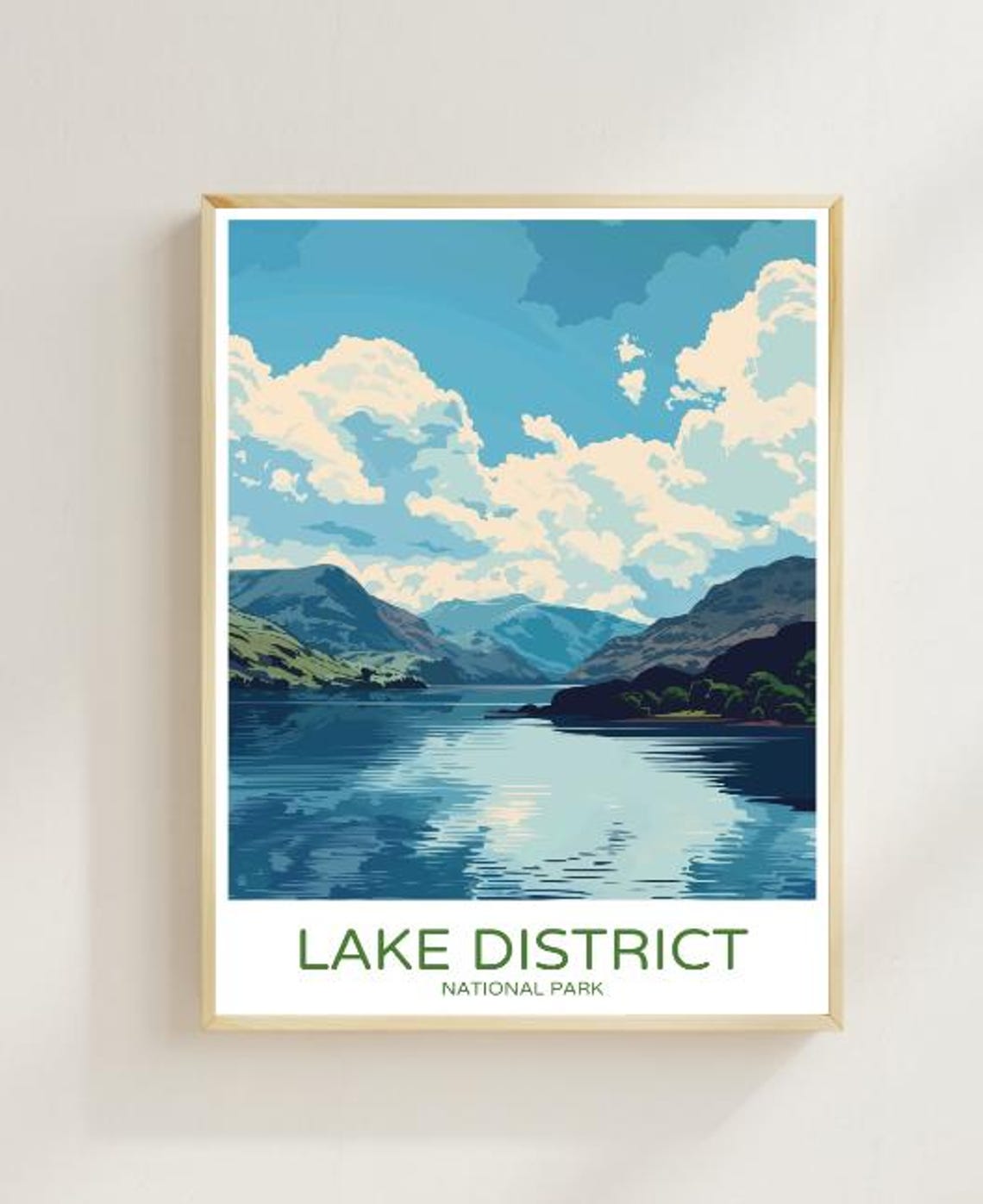 Lake District National Park Travel Poster Scenic Landscape Wall Art Of Mountains Lakes Uk Travel Print Nature Decor Art Print