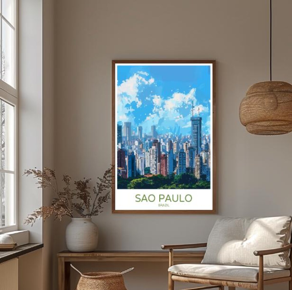 Sao Paulo Skyline Travel Postervibrant Cityscape Art Of Brazils Iconic Architecture Skyscrapersbrazil Travel Print Urban Decor - Image 3