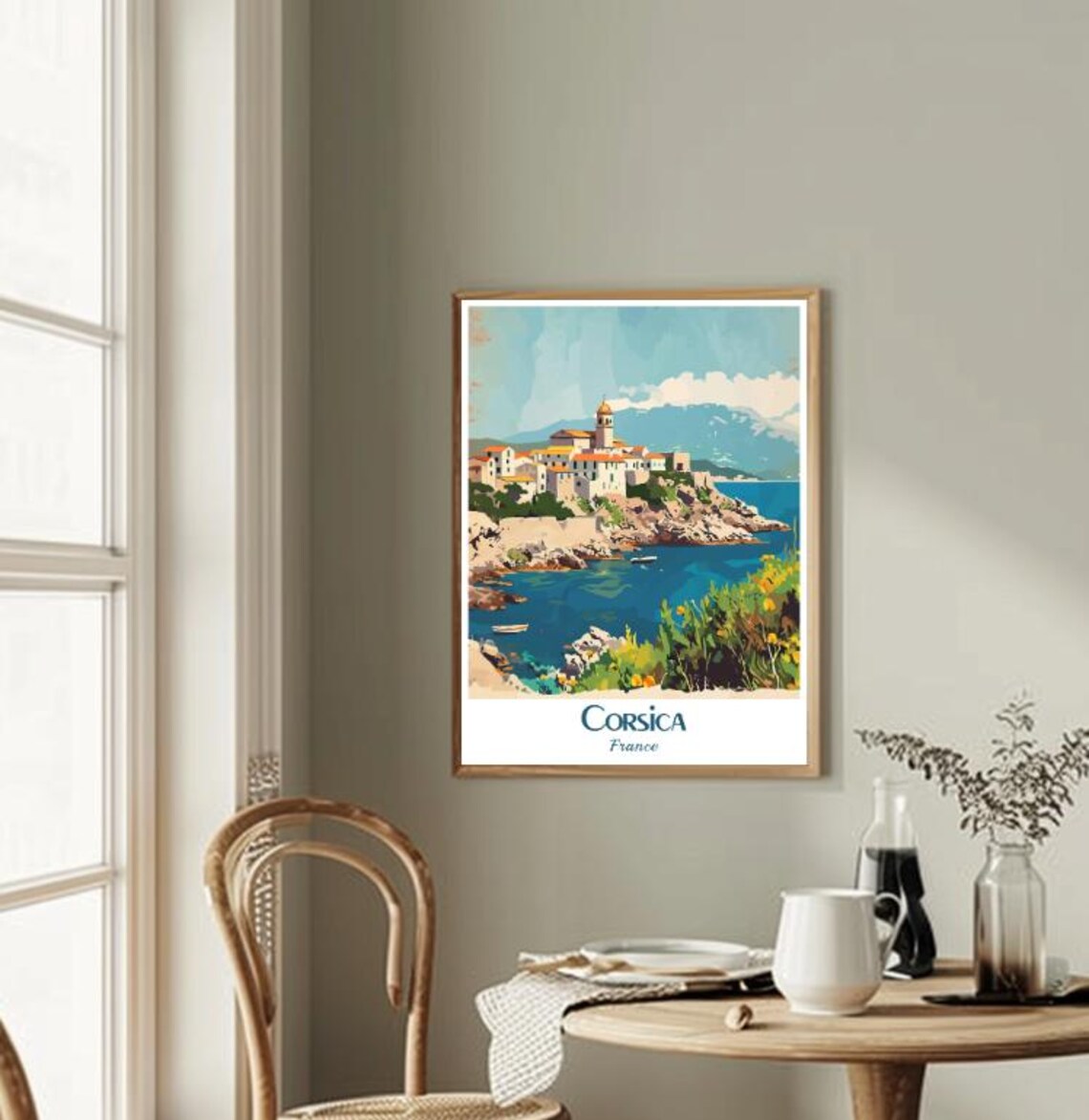 Corsica French Coastal Hill Town Rocky Bay Mediterranean Poster - Image 2