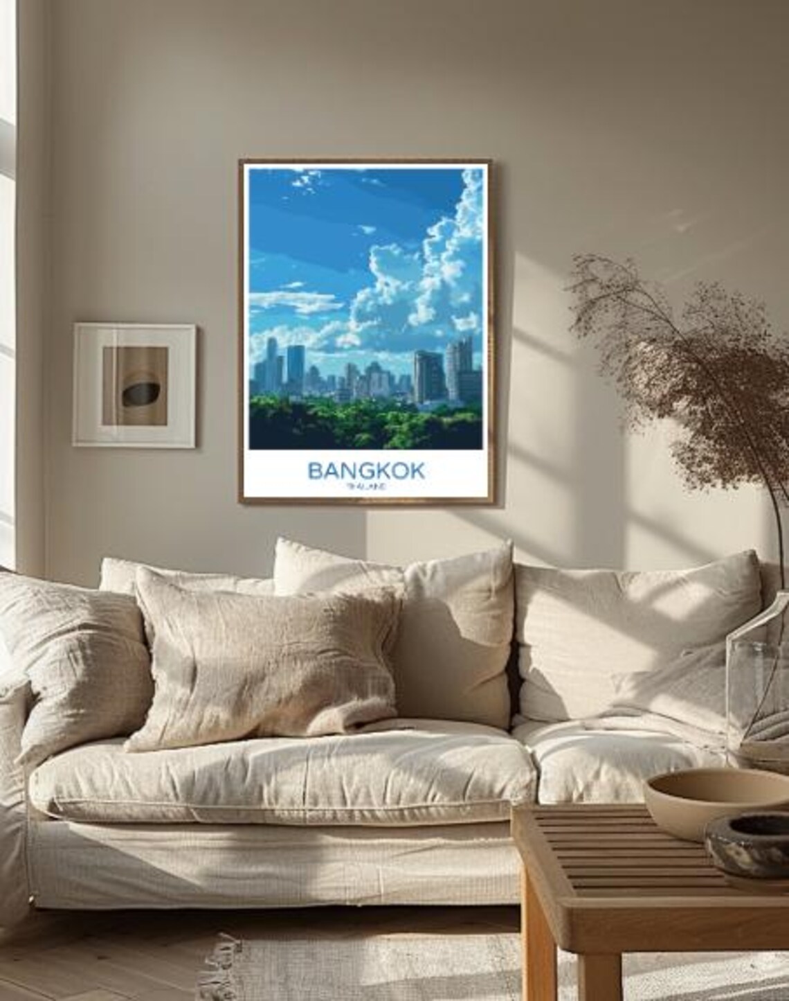 Bangkok Thailand Travel Poster City Skyline Above Green Park Trees - Image 2
