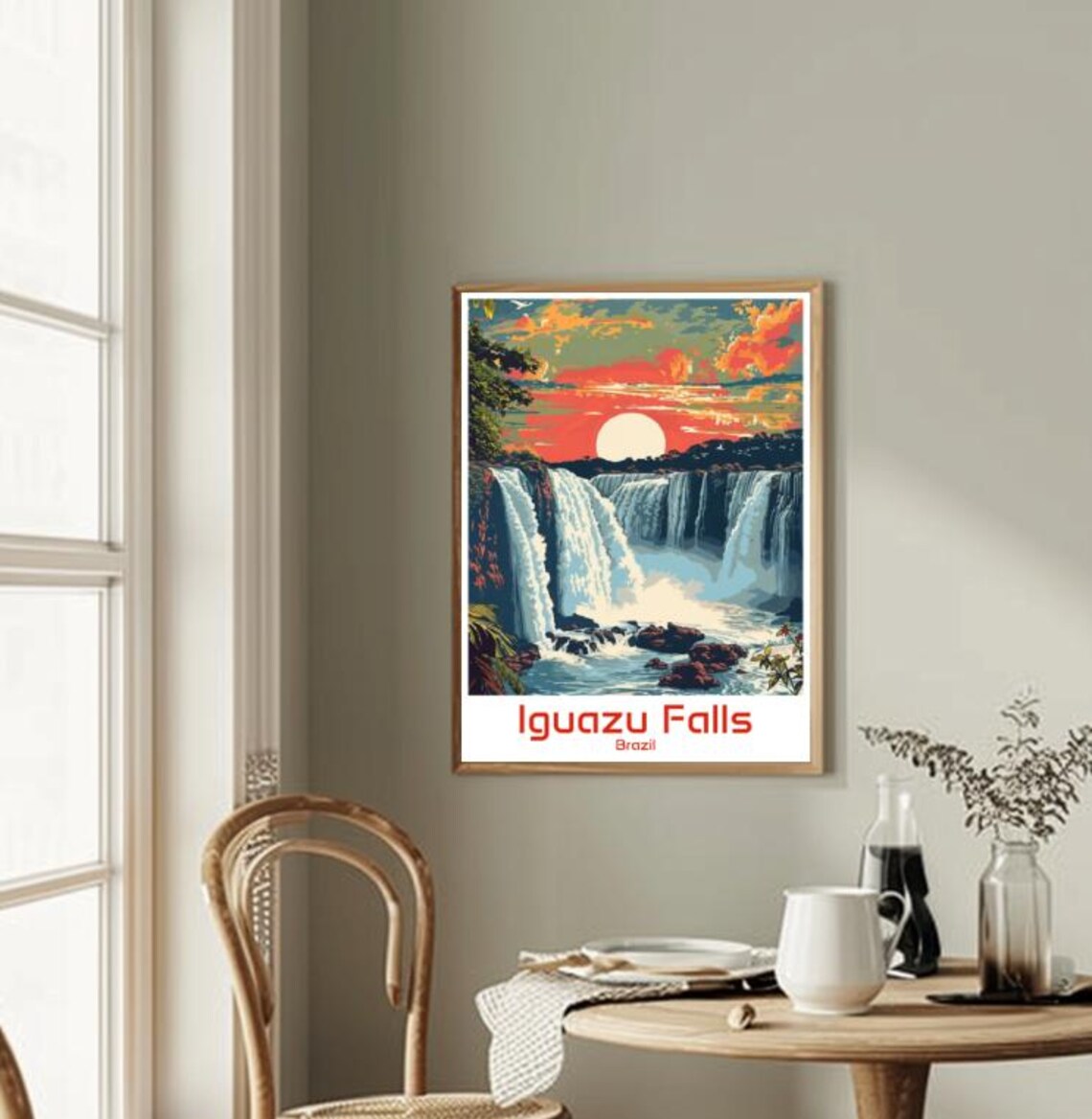 Iguazu Falls Brazil Waterfall Sunset Jungle Landscape Travel Poster - Image 2
