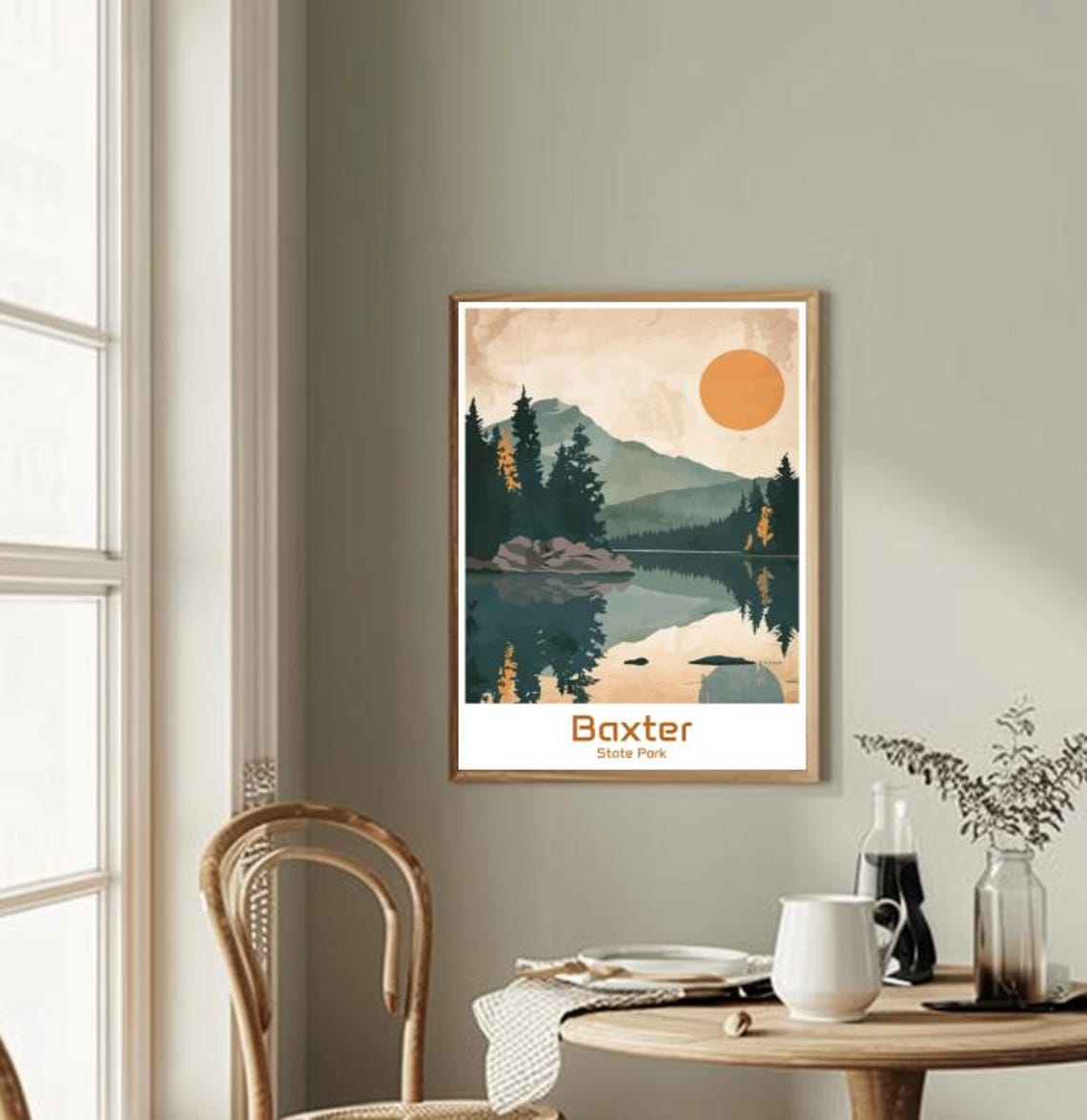 Baxter State Park Mountain Lake Sunrise Reflection Art Poster - Image 2