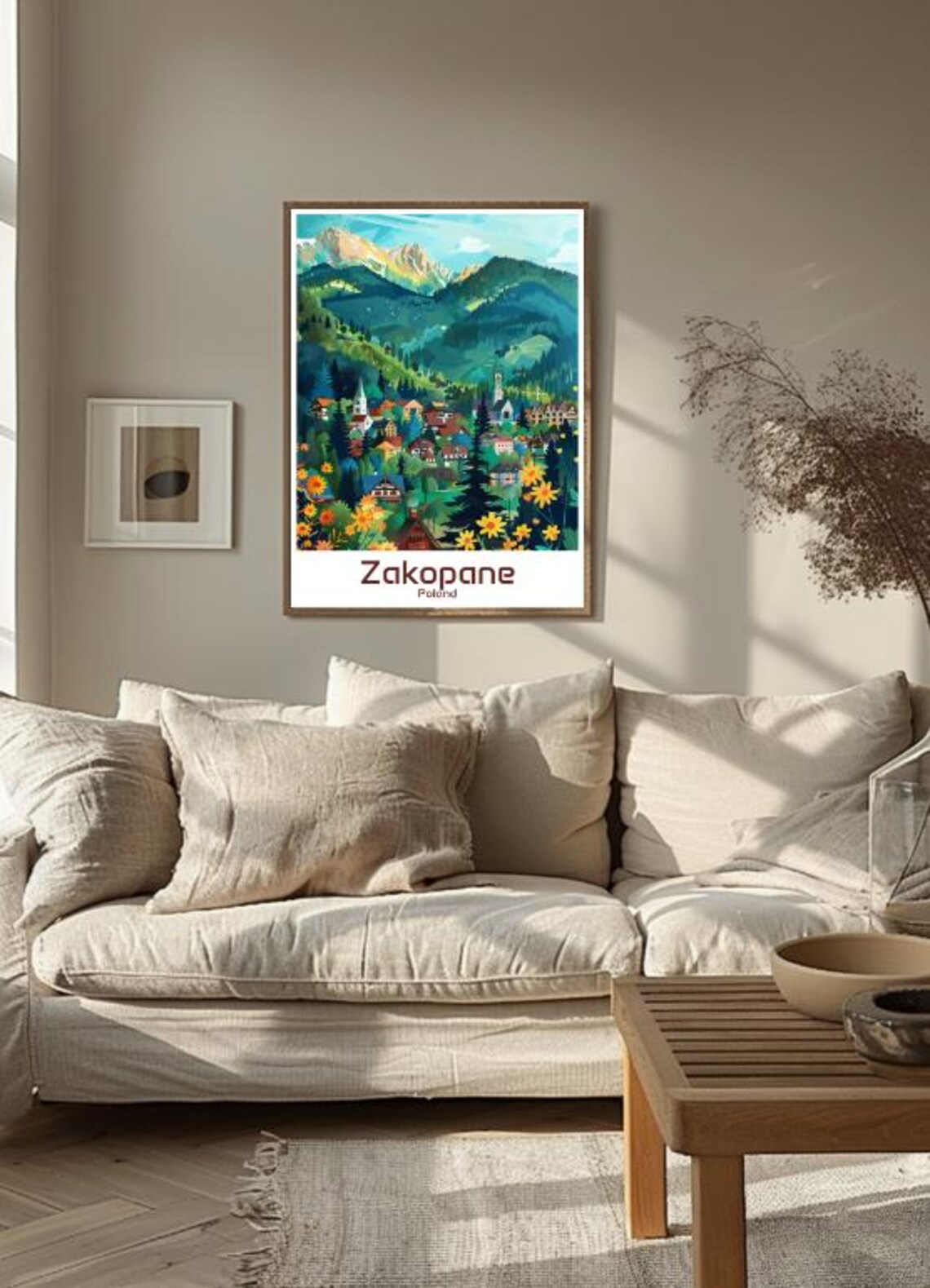 Zakopane Poland Mountain Village Wildflowers Illustration Poster - Image 3