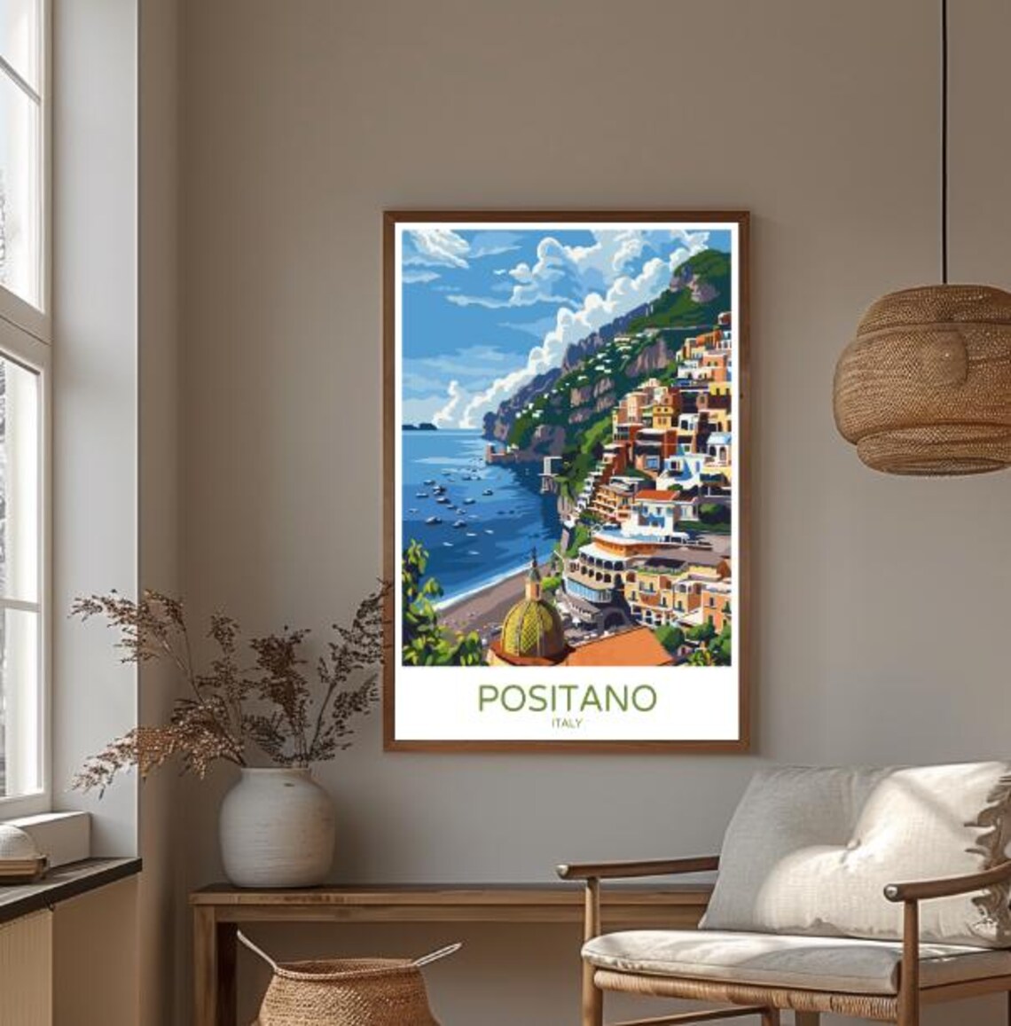 Positano Italy Amalfi Coast Cliffside Village Colorful Travel Poster - Image 3