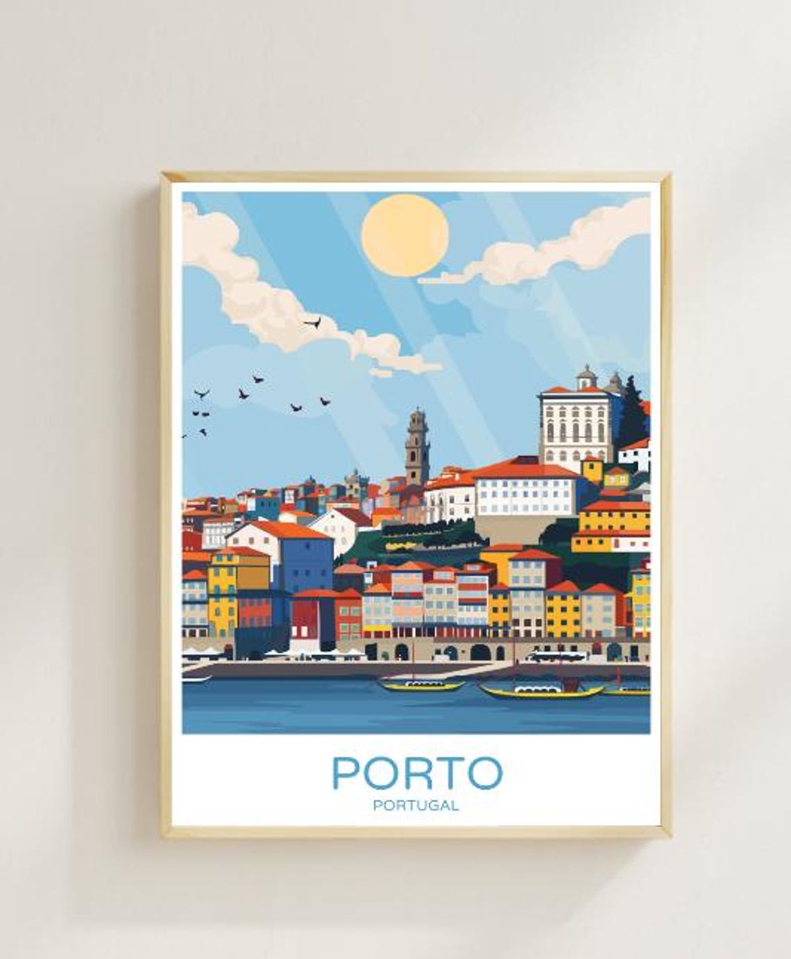 Porto Skyline Travel Poster Iconic Cityscape Wall Art Porto Portugal Print Urban Landscape Art Porto Decor Portuguese Architecture