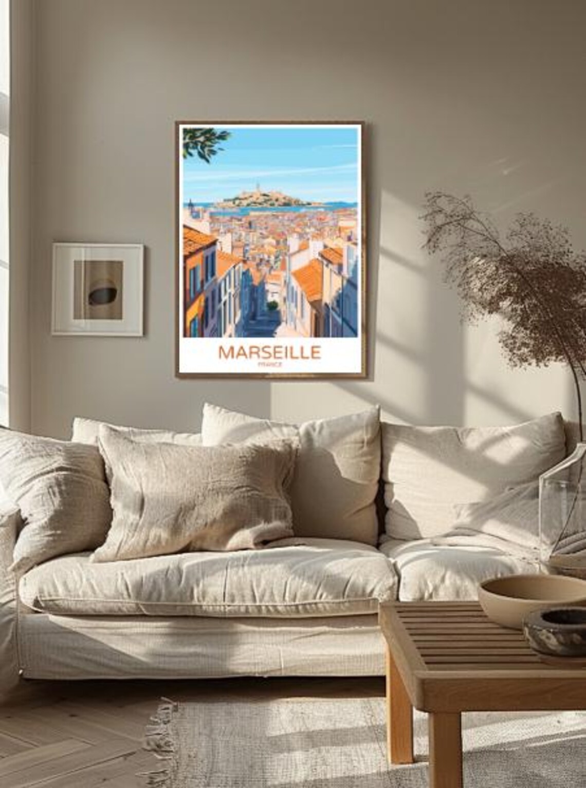 Marseille France Travel Poster Coastal Cityscape Harbor View Decor - Image 2