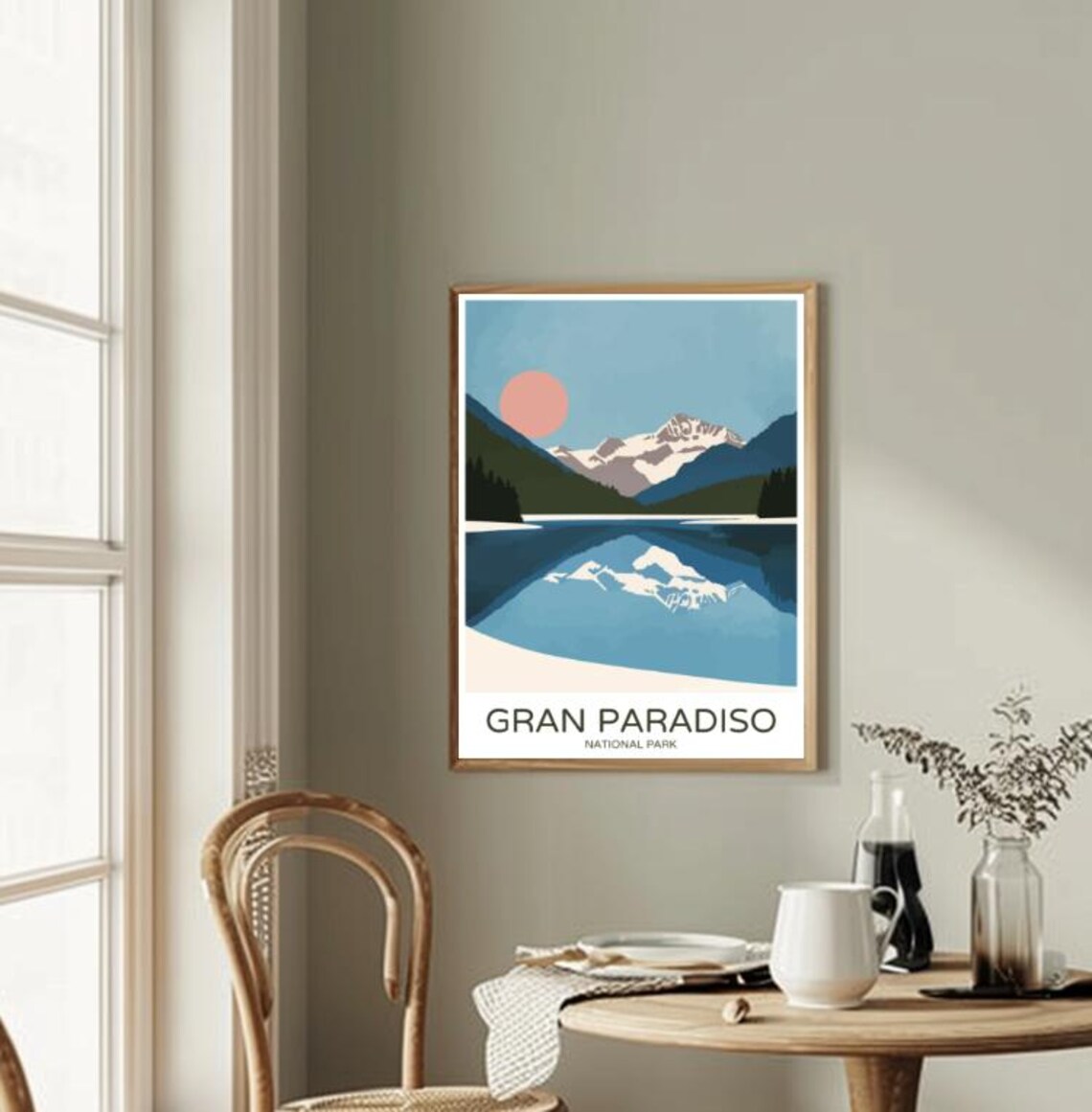 Gran Paradiso National Park Alpine Lake Sunset Reflection Travel Poster - Image 2